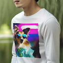 長袖Tシャツ 人間用 メンズ 秋春夏 プリント レジャー アウトドア カジュアル かわいい クッションカバー 45×45cm アニマル柄 おしゃれ 可愛い クッション本体付き