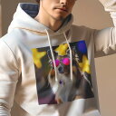 パーカー メンズ 秋春夏 プリント フード付き ポケット無し カジュアル かわいい 人間用 クッションカバー 45×45cm アニマル柄 おしゃれ 可愛い クッション本体付き(4)