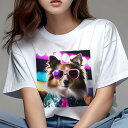 Tシャツ レディース 犬ファン 半袖 春夏 プリント カジュアル かわいい 人間用 フィットネス クッションカバー 45×45cm アニマル柄 おしゃれ 可愛い クッション本体付き(4)