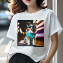 Tシャツ レディース 犬ファン 半袖 春夏 プリント カジュアル かわいい 人間用 フィットネス クッションカバー 45×45cm アニマル柄 おしゃれ 可愛い クッション本体付き(4)
