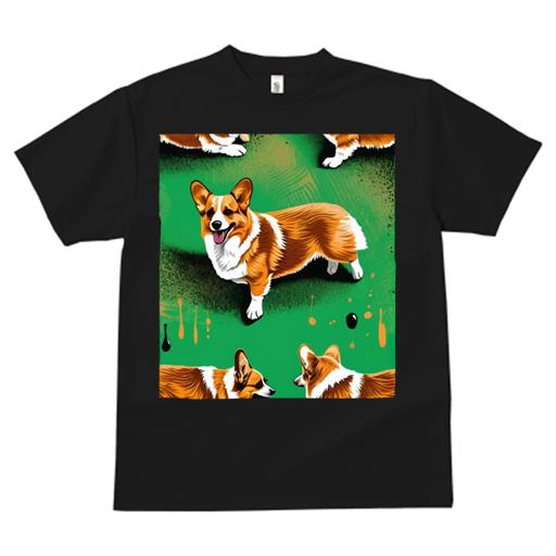 Tシャツ レディース 犬ファン 半袖 春夏 プリント カジュアル かわいい 人間用 フィットネス グリーン コーギー アート 犬のイラスト