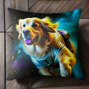 宇宙 ゴールデンレトリバー 銀河 コスチューム クッションカバー 45×45cm アニマル柄 おしゃれ 可愛い クッション本体付き 正方形