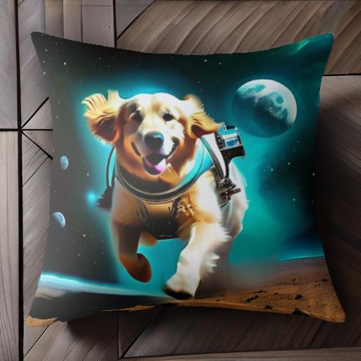 宇宙 ゴールデンレトリバー 惑星 宇宙服 宇宙犬 クッションカバー 45×45cm アニマル柄 おしゃれ 可愛い..