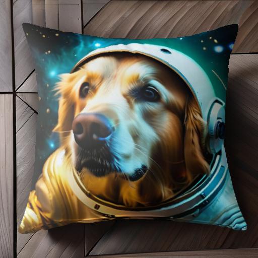 宇宙 ゴールデンレトリバー 宇宙服 犬 SF クッションカバー 45×45cm アニマル柄 おしゃれ 可愛い クッション本体付き 正方形
