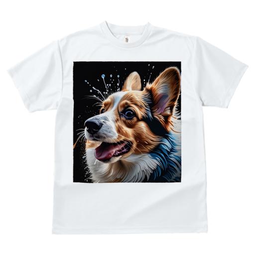 Tシャツ レディース 犬ファン 半袖 春夏 プリント カジュアル かわいい 人間用 フィットネス アート コーギー スプラッシュ ポップアート 犬