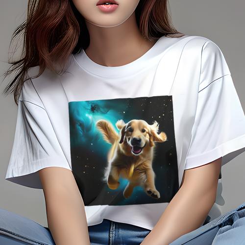 Tシャツ レディース 犬ファン 半袖 春夏 プリント カジュアル かわいい 人間用 フィットネス 宇宙 ゴールデンレトリバー 星 ファンタジー Tシャツ レディース 犬ファン 半袖 春夏 プリント カジュアル かわいい 人間用 フィットネス 宇宙 ゴールデンレトリバー 星 ファンタジー