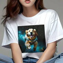 Tシャツ レディース 犬ファン 半袖 春夏 プリント カジュアル かわいい 人間用 フィットネス 宇宙 ゴールデンレトリバー スペース 星(4)
