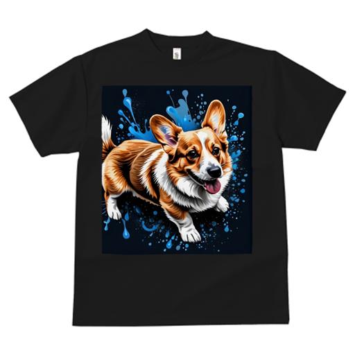 Tシャツ メンズ キッズ 犬ファン 半袖 春夏 プリント カジュアル かわいい 人間用 フィットネス スプラッシュ コーギー デザイン カラフル