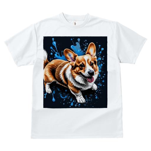 Tシャツ メンズ キッズ 犬ファン 半袖 春夏 プリント カジュアル かわいい 人間用 フィットネス スプラッシュ コーギー デザイン カラフル