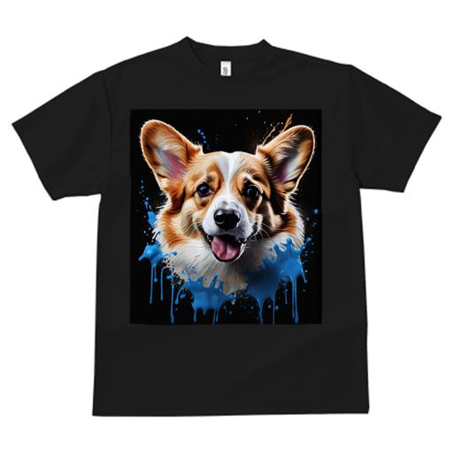 Tシャツ レディース 犬ファン 半袖 春夏 プリント カジュアル かわいい 人間用 フィットネス アート コーギー ペイント スプラッシュ