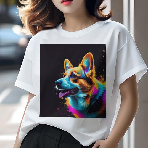 Tシャツ レディース 犬ファン 半袖 春夏 プリント カジュアル かわいい 人間用 フィットネス カラフル コーギー 芸術 デザイン Tシャツ レディース 犬ファン 半袖 春夏 プリント カジュアル かわいい 人間用 フィットネス カラフル コーギー 芸術 デザイン