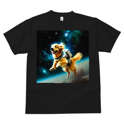 Tシャツ レディース 犬ファン 半袖 春夏 プリント カジュアル かわいい 人間用 フィットネス 宇宙 ゴールデンレトリバー 犬 スペーススーツ 星 地球