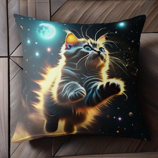 猫 宇宙 ファンタジー 星 夜空 クッションカバー 45×45cm アニマル柄 おしゃれ 可愛い クッション本体付き 正方形 猫 宇宙 ファンタジー 星 夜空 クッションカバー 45×45cm アニマル柄 おしゃれ 可愛い クッション本体付き 正方形