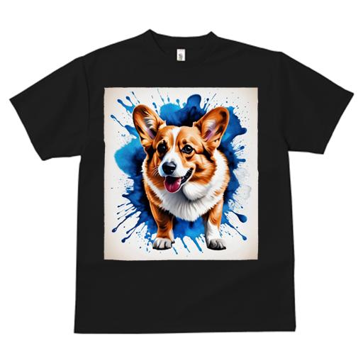 Tシャツ レディース 犬ファン 半袖 春夏 プリント カジュアル かわいい 人間用 フィットネス アート コーギー スプラッシュ カラフル