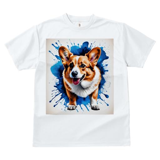 Tシャツ レディース 犬ファン 半袖 春夏 プリント カジュアル かわいい 人間用 フィットネス アート コーギー スプラッシュ カラフル