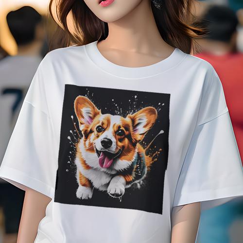 Tシャツ レディース 犬ファン 半袖 春夏 プリント カジュアル かわいい 人間用 フィットネス アート コーギー ユニーク カラフル Tシャツ レディース 犬ファン 半袖 春夏 プリント カジュアル かわいい 人間用 フィットネス アート コーギー ユニーク カラフル