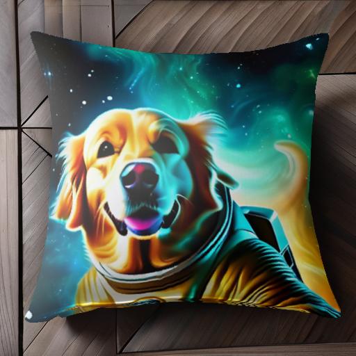 宇宙 ゴールデンレトリバー スペーススーツ サイファイ カラフル クッションカバー 45×45cm アニマル柄 おしゃれ 可愛い クッション本体付き 正方形 宇宙 ゴールデンレトリバー スペーススーツ サイファイ カラフル クッションカバー 45×45cm アニマル柄 おしゃれ 可愛い クッション本体付き 正方形
