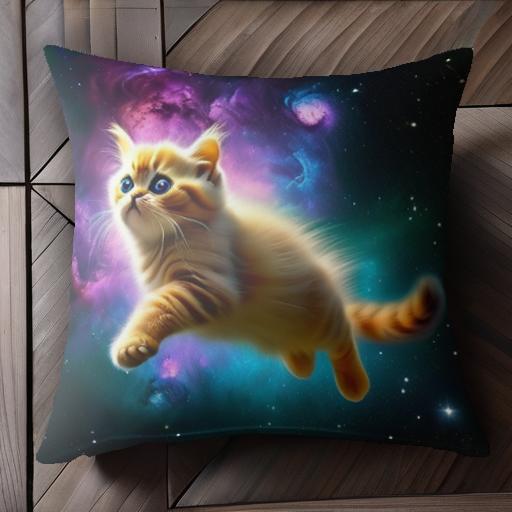 猫 その他 宇宙 雲 ファンタジー クッションカバー 45×45cm アニマル柄 おしゃれ 可愛い クッション本体付き 正方形