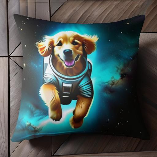 宇宙 ゴールデンレトリバー スペース 星雲 アストロドッグ クッションカバー 45×45cm アニマル柄 おしゃれ 可愛い クッション本体付き 正方形