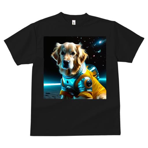 Tシャツ レディース 犬ファン 半袖 春夏 プリント カジュアル かわいい 人間用 フィットネス 宇宙 ゴールデンレトリバー スペーススーツ 犬 サイエンスファンタジー
