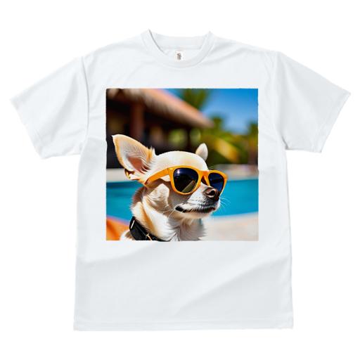 Tシャツ レディース 犬ファン 半袖 春夏 プリント カジュアル かわいい 人間用 フィットネス サングラス チワワ プール 南国 リゾート