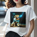 Tシャツ レディース 犬ファン 半袖 春夏 プリント カジュアル かわいい 人間用 フィットネス 宇宙 ゴールデンレトリバー アストロノーツドッグ 夜空(4)