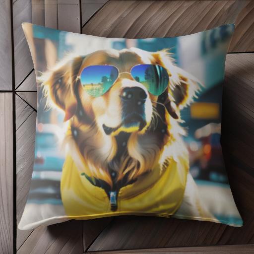 サングラス ゴールデンレトリバー ジャケット 都市 クッションカバー 45×45cm アニマル柄 おしゃれ 可愛い クッション本体付き 正方形 サングラス ゴールデンレトリバー ジャケット 都市 クッションカバー 45×45cm アニマル柄 おしゃれ 可愛い クッション本体付き 正方形