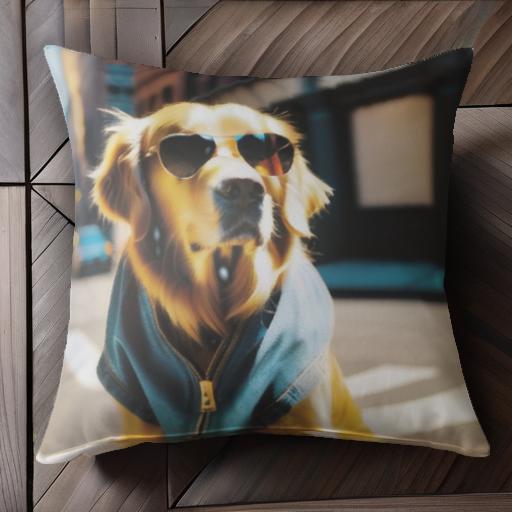 サングラス ゴールデンレトリバー ジャケット 都市 クッションカバー 45×45cm アニマル柄 おしゃれ 可..