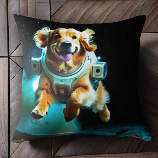 宇宙 ゴールデンレトリバー 宇宙服 星 月面 クッションカバー 45×45cm アニマル柄 おしゃれ 可愛い ク..
