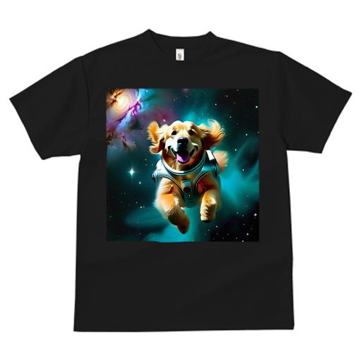 Tシャツ レディース 犬ファン 半袖 春夏 プリント カジュアル かわいい 人間用 フィットネス 宇宙 ゴールデンレトリバー スペース 星 銀河