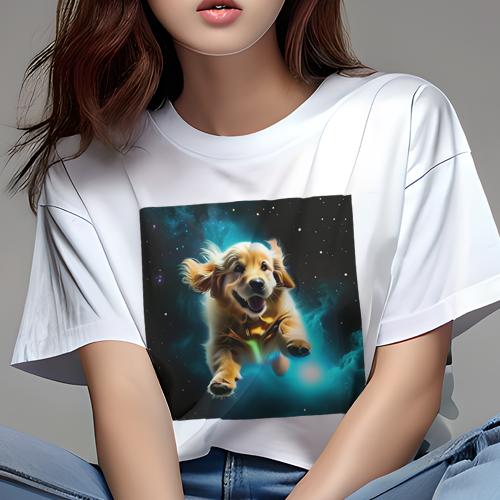 Tシャツ レディース 犬ファン 半袖 春夏 プリント カジュアル かわいい 人間用 フィットネス 宇宙 ゴールデンレトリバー 星雲 Tシャツ レディース 犬ファン 半袖 春夏 プリント カジュアル かわいい 人間用 フィットネス 宇宙 ゴールデンレトリバー 星雲