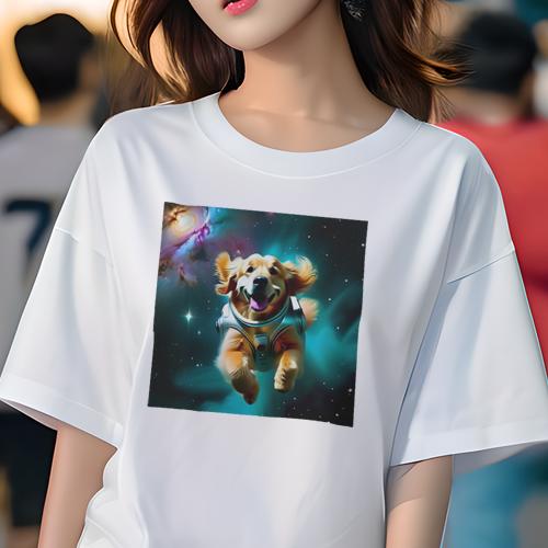 Tシャツ レディース 犬ファン 半袖 春夏 プリント カジュアル かわいい 人間用 フィットネス 宇宙 ゴールデンレトリバー スペース 星 銀河 Tシャツ レディース 犬ファン 半袖 春夏 プリント カジュアル かわいい 人間用 フィットネス 宇宙 ゴールデンレトリバー スペース 星 銀河