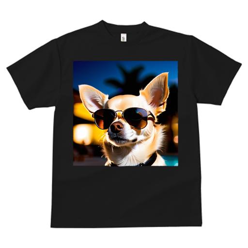 Tシャツ レディース 犬ファン 半袖 春夏 プリント カジュアル かわいい 人間用 フィットネス サングラス チワワ ヤシの木 夜