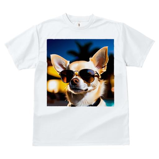 Tシャツ レディース 犬ファン 半袖 春夏 プリント カジュアル かわいい 人間用 フィットネス サングラス チワワ ヤシの木 夜