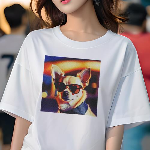 Tシャツ レディース 犬ファン 半袖 春夏 プリント カジュアル かわいい 人間用 フィットネス サングラ..
