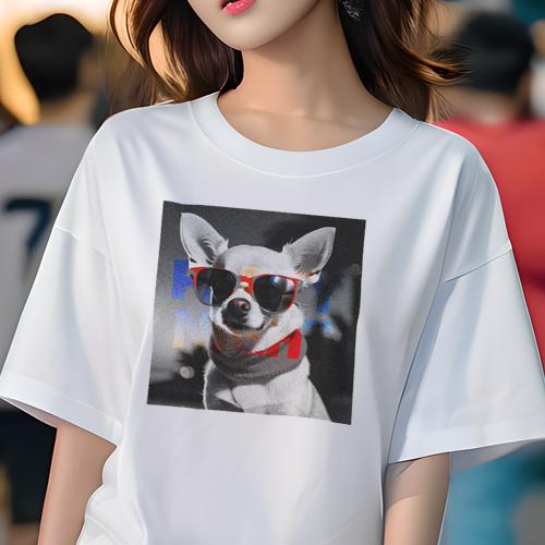 Tシャツ レディース 犬ファン 半袖 春夏 プリント カジュアル かわいい 人間用 フィットネス サングラス チワワ Tシャツ レディース 犬ファン 半袖 春夏 プリント カジュアル かわいい 人間用 フィットネス サングラス チワワ