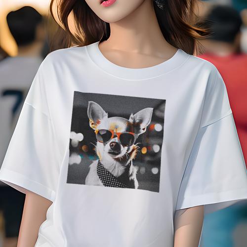 Tシャツ レディース 犬ファン 半袖 春夏 プリント カジュアル かわいい 人間用 フィットネス サングラス チワワ ドット柄 Tシャツ レディース 犬ファン 半袖 春夏 プリント カジュアル かわいい 人間用 フィットネス サングラス チワワ ドット柄