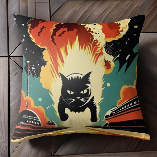 爆発 宇宙 未來(lái)都市 レトロ クッションカバー 45×45cm アニマル柄 おしゃれ 可愛(ài)い クッション本體付き 正方形