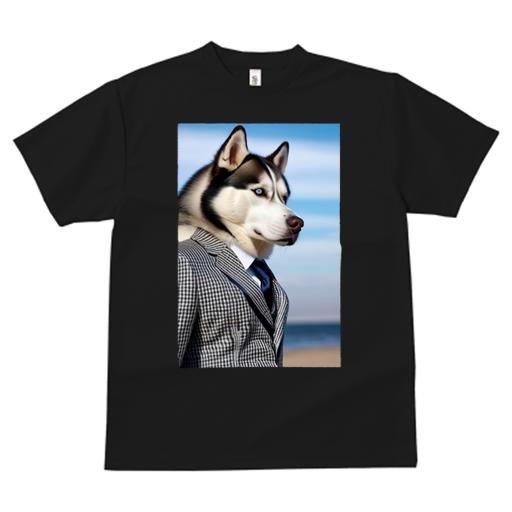 Tシャツ レディース 犬ファン 半袖 春夏 プリント カジュアル かわいい 人間用 フィットネス スーツ シベリアンハスキー ネクタイ