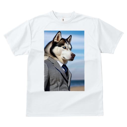 Tシャツ レディース 犬ファン 半袖 春夏 プリント カジュアル かわいい 人間用 フィットネス スーツ シベリアンハスキー ネクタイ