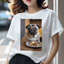 Tシャツ レディース 犬ファン 半袖 春夏 プリント カジュアル かわいい 人間用 フィットネス パン パグ(4)
