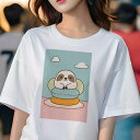 Tシャツ レディース 犬ファン 半袖 春夏 プリント カジュアル かわいい 人間用 フィットネス 雲 マカロン スイーツ デザート かわいい
