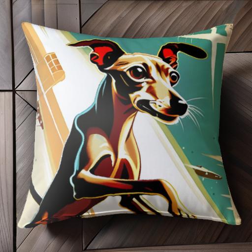 レトロ イタリアングレーハウンド アート クッションカバー 45×45cm アニマル柄 おしゃれ 可愛い クッション本体付き 正方形 レトロ イタリアングレーハウンド アート クッションカバー 45×45cm アニマル柄 おしゃれ 可愛い クッション本体付き 正方形