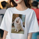 Tシャツ レディース 犬ファン 半袖 春夏 プリント カジュアル かわいい 人間用 フィットネス クリスマスツリー サモエド