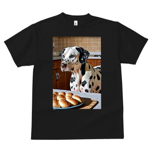 楽天フロントップ楽天市場店Tシャツ メンズ キッズ 犬ファン 半袖 春夏 プリント カジュアル かわいい 人間用 フィットネス パン ダルメシアン 皿 キッチン