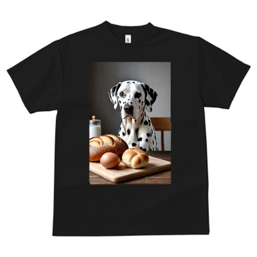 楽天フロントップ楽天市場店Tシャツ メンズ キッズ 犬ファン 半袖 春夏 プリント カジュアル かわいい 人間用 フィットネス パン ダルメシアン 卵 牛乳