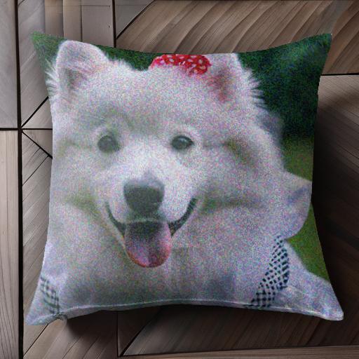 キノコ サモエド チェック柄 クッションカバー 45×45cm アニマル柄 おしゃれ 可愛い クッション本体付..