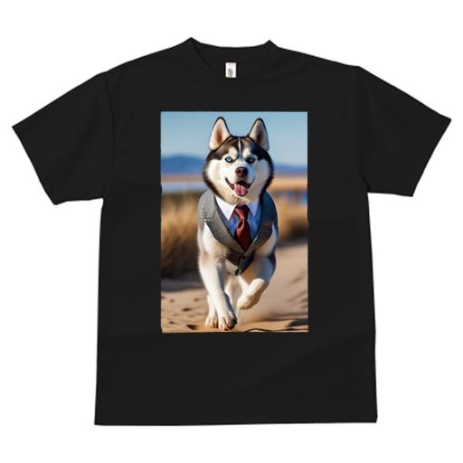 Tシャツ レディース 犬ファン 半袖 春夏 プリント カジュアル かわいい 人間用 フィットネス スーツ シベリアンハスキー ネクタイ