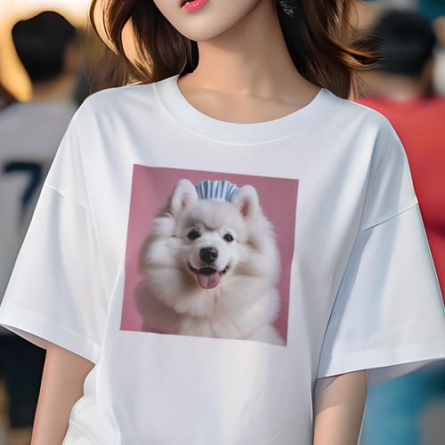 Tシャツ レディース 犬ファン 半袖 春夏 プリント カジュアル かわいい 人間用 フィットネス 帽子 サモエド Tシャツ レディース 犬ファン 半袖 春夏 プリント カジュアル かわいい 人間用 フィットネス 帽子 サモエド