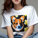Tシャツ レディース 犬ファン 半袖 春夏 プリント カジュアル かわいい 人間用 フィットネス 花柄 コーギー(4)